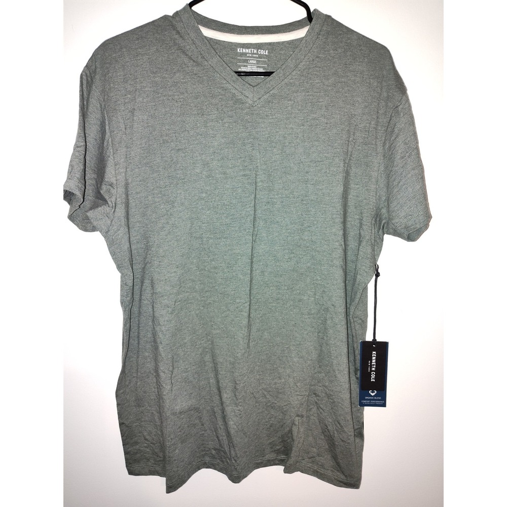 Kenneth Cole New York Mens Green V-Neck Organic Cotton Blend T-Shirt L
